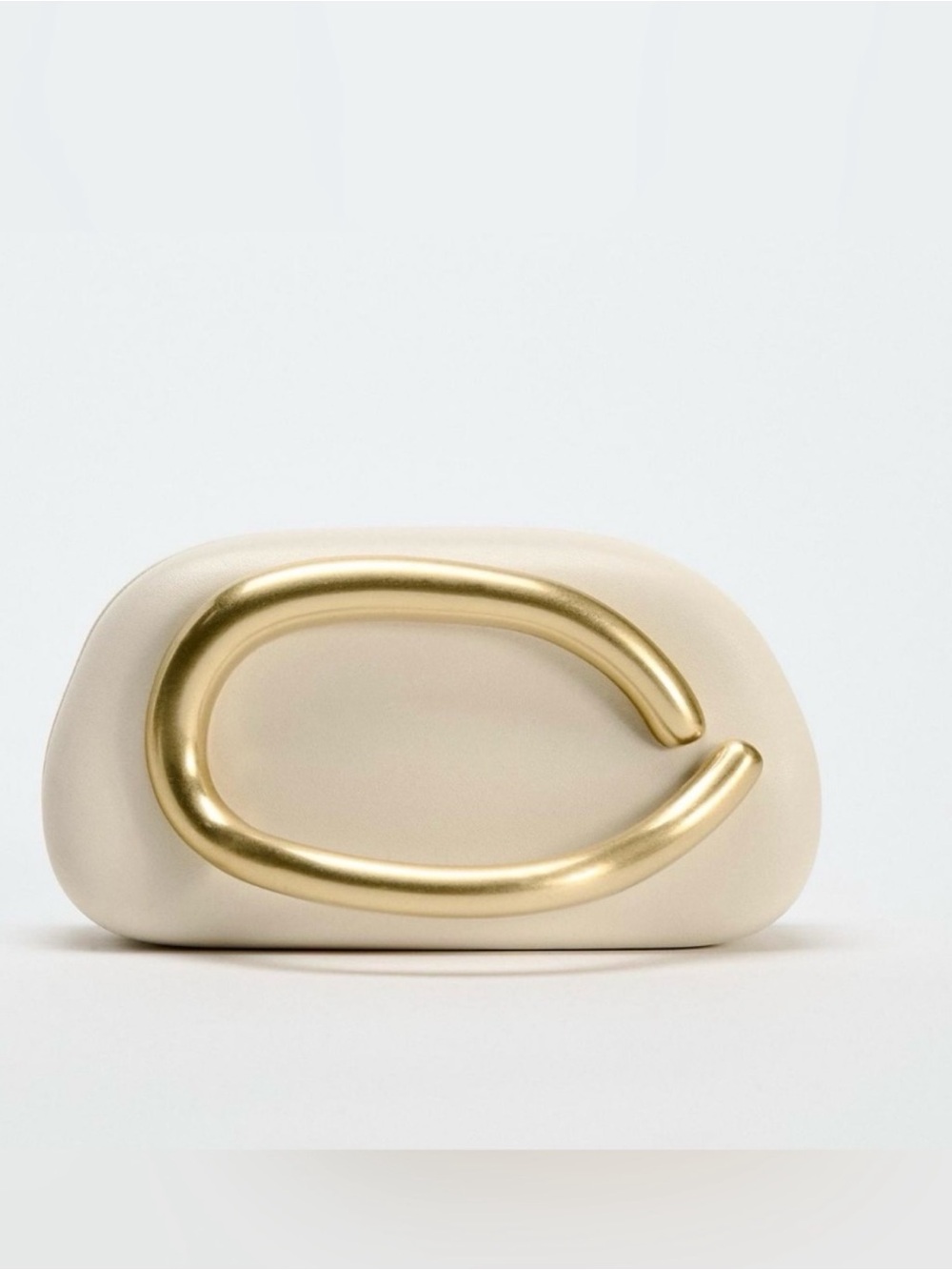 Zara Cream Clutch with Gold Sculptural Accent